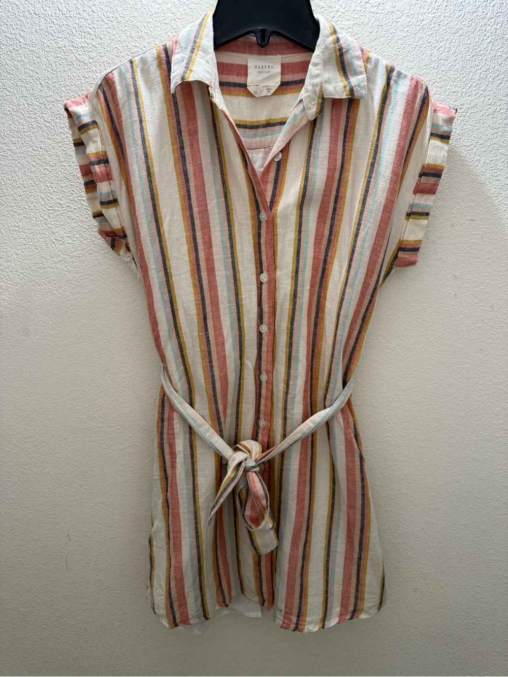 Rails Linen-Blend Striped Button-Front Dress in Multi-Color